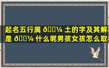 起名五行属 🌼 土的字及其解释是 🐼 什么呢男孩女孩怎么取名（五行属土的字姓名学解释大全）